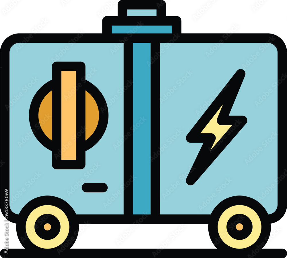 Poster gas generator icon outline vector. power engine. portable machine color flat