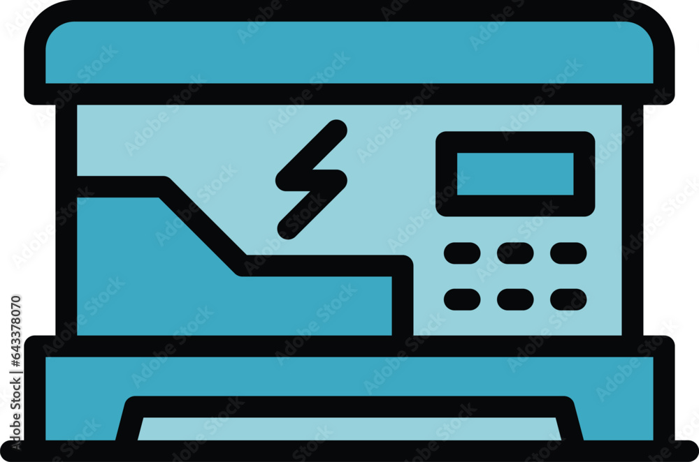Poster static generator icon outline vector. power electric. motor backup color flat
