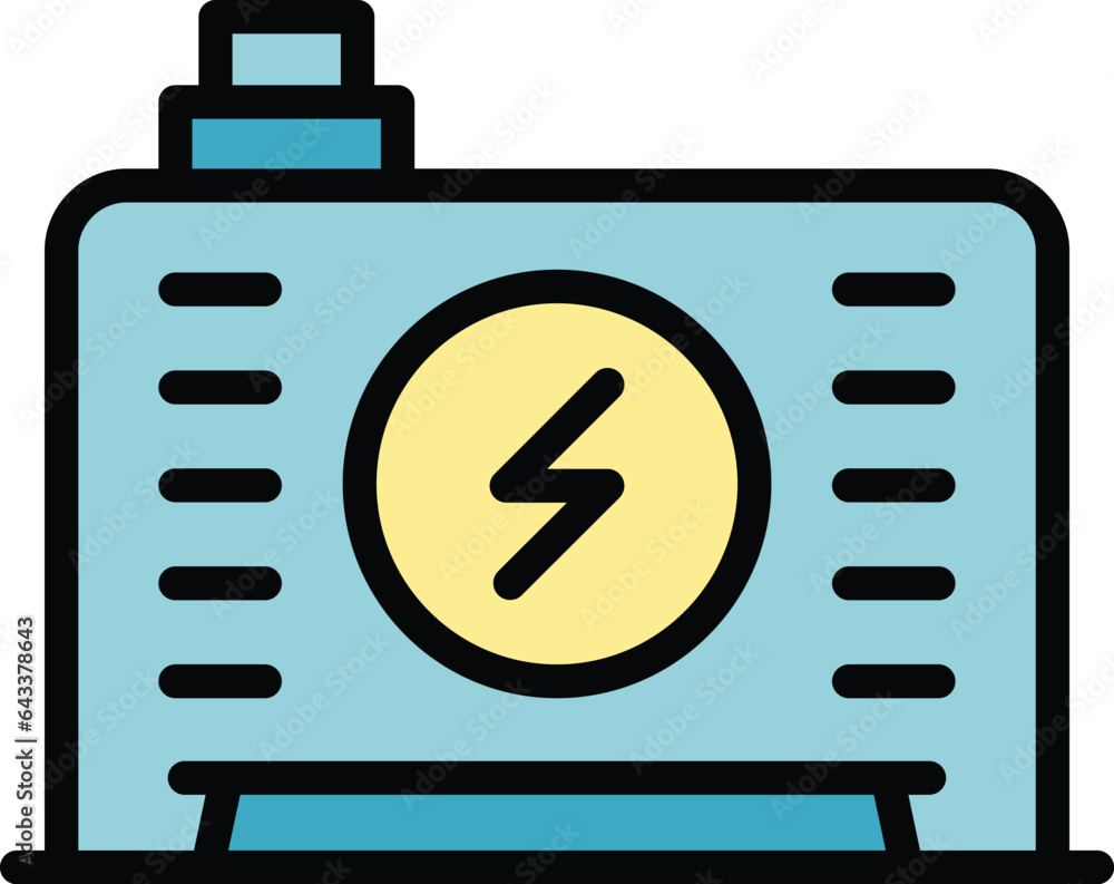 Poster control generator icon outline vector. electric energy. motor backup color flat