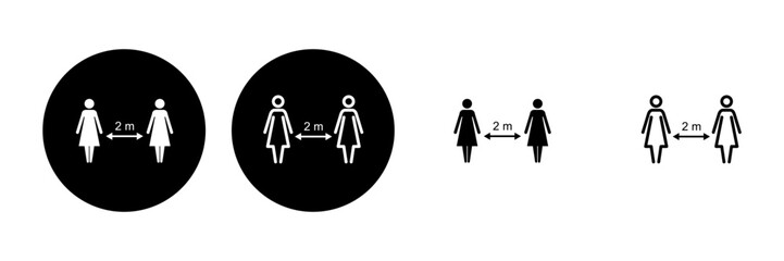 Social distancing icon set. social distance icon. self quarantine sign