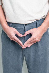 Older Man having Prostate gland or Urinary bladder pain. Prostate Cancer, Enlarged prostate,...