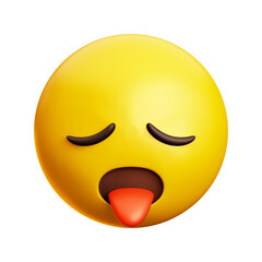 Fototapeta premium Tired, Exhausted emoji, 3d style emoticon