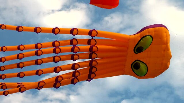  Kite Festival. The concept of aerodynamics. A beautiful sight. Air object in the sky. Festivals in Georgia. Rest on the Black Sea embankment. On the Sunset. Octopus
