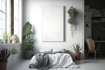poster or canvas mockup, loft interior shot. Generative AI