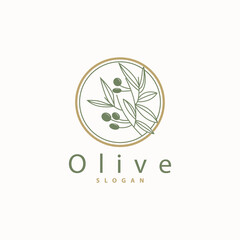 Obraz premium Olive Oil Logo Premium Design Fresh Plant Garden Simple Minimalist Templet Symbol Illustration