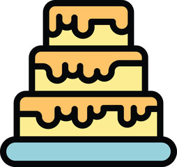 Cake waterfall icon outline vector. Cocoa fruit. Sweet liquid color flat