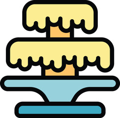 Waterfall chocolate fountain icon outline vector. Fruit cocoa. Sweet liquid color flat