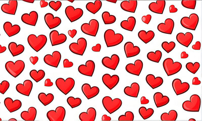 Seamless red valentine hearts in white background.