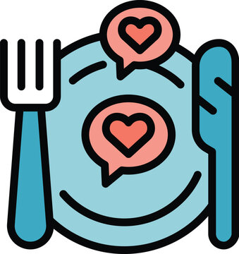 Lovely food icon outline vector. Safety quality. Happy critic color flat