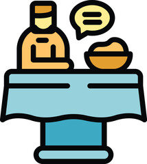 Restaurant food review icon outline vector. Safety inspection. Certificate quality color flat