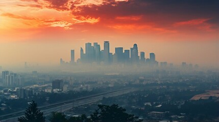 Breathtaking sunset over a pollution-free city skyline
