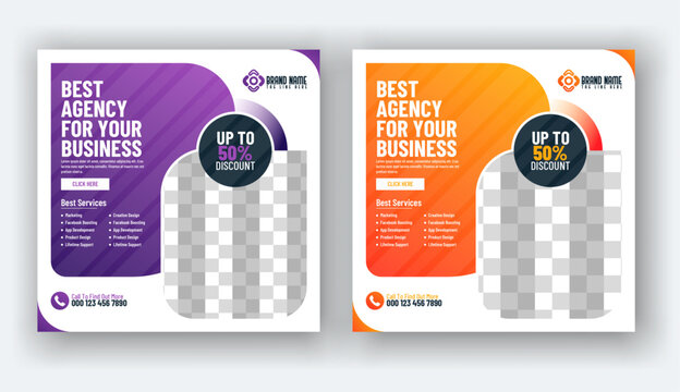 Digital marketing social media banner and instagram post template