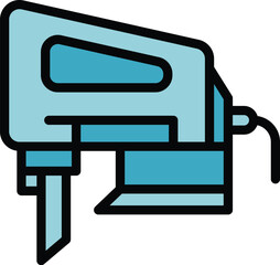 Electric saw icon outline vector. Work tool. Drill design color flat
