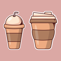 Coffee cup with vector illustration in cartoon style