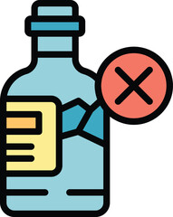 Check bottle icon outline vector. Product quality. Safety control color flat