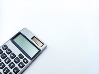 Digital Pocket Calculator isolated On White Background. Corner Position With Negative Space