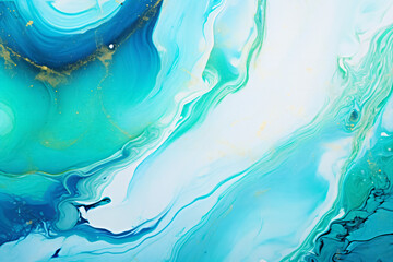 Fototapeta na wymiar Beautiful abstract art background , random free mixing of paints in liquid acrylic technique. Green swirls texture marble texture