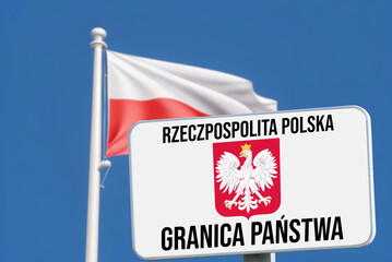 Flagge von Polen und Schild Grenze