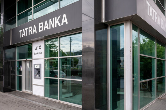 Bratislava, Slovakia - September, 3, 2023 : Tatra banka (Tatra Bank) branch in Bratislava. Tatra banka is a commercial bank in Slovakia.