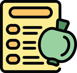 Fruit diet program icon outline vector. Device wrist. Mobile calorie color flat