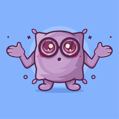 funny pillow character mascot with confuse gesture isolated cartoon in flat style design