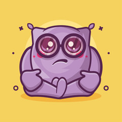 kawaii pillow character mascot with sad expression isolated cartoon in flat style design