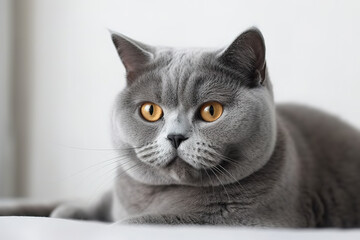 Obraz premium Image of british shorthair cat on a white background. Pet. Animals. Illustration, generative AI.