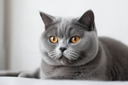 Image of british shorthair cat on a white background. Pet. Animals. Illustration, generative AI.