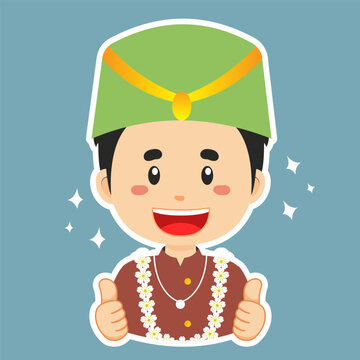 Happy Banten Indonesian Character Sticker