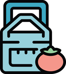 Break food icon outline vector. Lunch box. Meal school color flat