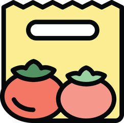 Vegetables bag icon outline vector. Kid food. School meal color flat