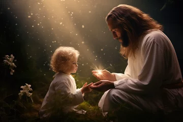  Fantasy background of Jesus and a child © Kien