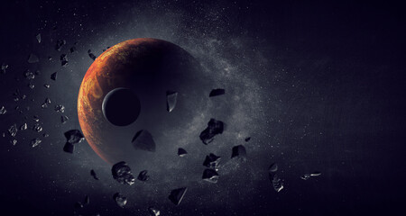 Image of outer space. Disaster theme.