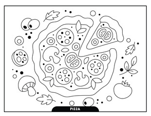 Pizza coloring pages for kids