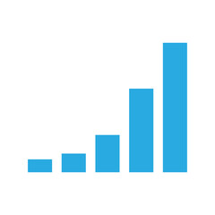 右肩上がりの青い棒グラフの背景素材　1:1