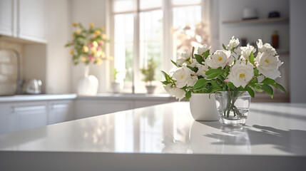 Kitchen - table view, cozy, well-lit and flowery