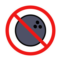 No Bowling Sign on White Background