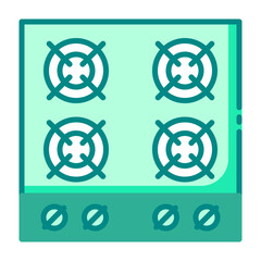 Fototapeta premium Stove kitchenware green color icon