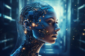 concept of machine learning , AI and Cyber technology