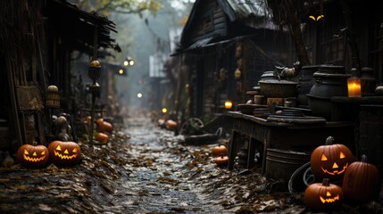 Haunted Festival Mood with Candles - obrazy, fototapety, plakaty