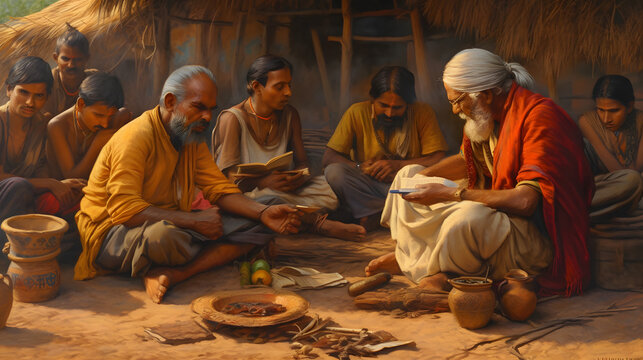 Vintage Indian Education: Evocative Stock Photo of Traditional Learning and Cultural Heritage.