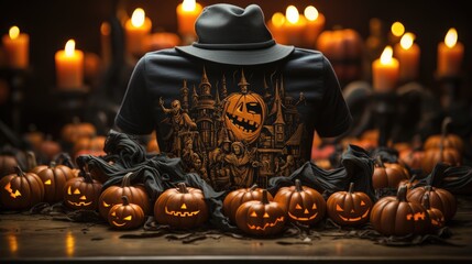 spooky pumpkin head t-shirt design