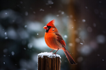 Red Cardinal in the Snow created with Generative AI technology
