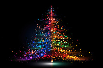Colorful Christmas Tree created with Generative AI technology