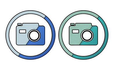 blue and green camera icon symbol with texture