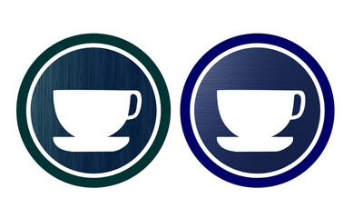 blue and green coffee cup icon symbol with texture