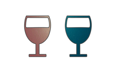 Glass red and green icon symbol with texture