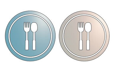 Cutlery blue and pink icon symbol with texture