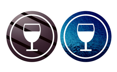 Glass red and blue icon symbol with texture