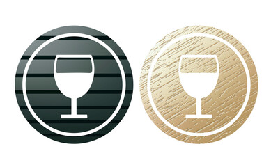 Glass black and yellow  icon symbol with texture